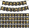 TaoBary 135 Pcs DIY Banner Custom Letters Kit Make Your Own Banner for Birthday Graduation Party Decor Include 107 Letters and Numbers, 16 Symbols, 2 String Lights, 5 Needles, 5 Rope (Black)