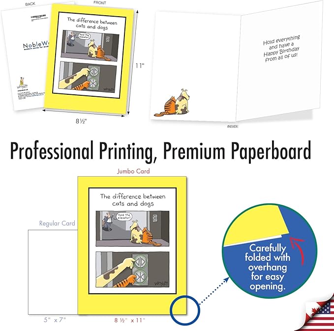 NobleWorks Jumbo Funny Birthday Paper Card From Us 8.5 x 11 Inch with Envelope (1 Pack) Large Jumbo Bday Hold The Elevator J4856BDG-US