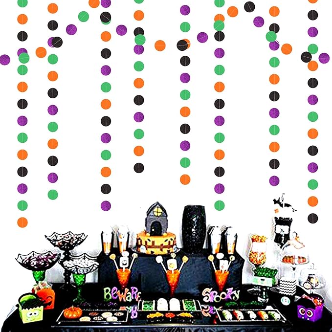 Black-Purple Orange-Green Halloween Party-Decorations Supplies - 52Ft Indoor Streamers Banner,Spooky Birthday Hanging Garland,Outdoor Horror Themed Wedding Baby Shower Wall Backdrop Decor Burgleda