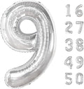 40 Inch Silver Number 9 Balloons Giant number balloons 19 29 39 49 59 90 Balloons Silver Birthday Balloons 90th Birthday Anniversary Party Decorations Supplies