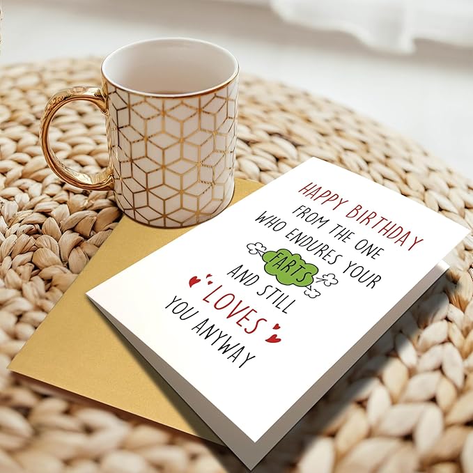 Chenive Hilarious Farting Birthday Card for Men Women, Funny Birthday Card for Farter Husband Wife, Humorous Birthday Card for Boyfriend Girlfriend, Endure Your Farts And Still Love You