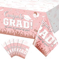 6 Pack Graduation Tablecloth Party Decorations, Class of 2026 Congrats Grad Plastic Tablecover Party Supplies, Pink Rectangle Graduation Table Decorations for College High School Party, 54 x 108 Inch