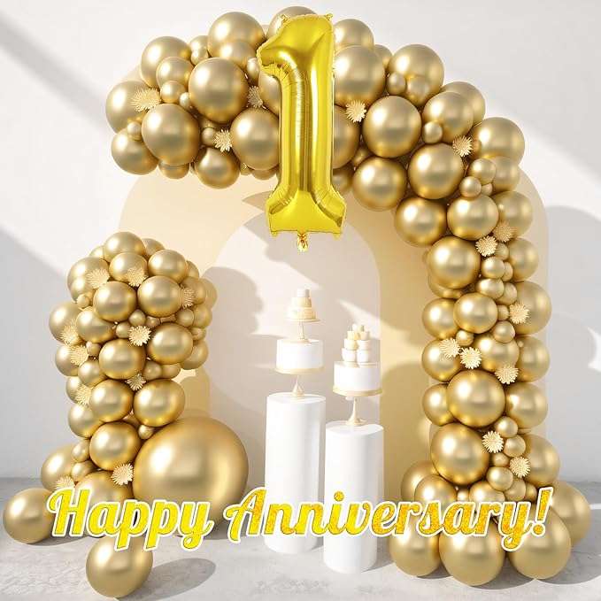 Gold Number 1 Balloon 40 Inch, Big Large Foil Helium Number Balloons, Jumbo Giant Mylar Number 1 Balloons for 1st first Birthday Party Decorations Supplies Anniversary