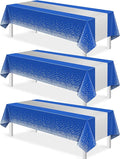 3Pcs Blue and Silver Tablecloth Party Decorations,Plastic Royal Blue Table Cloth Printed Silver Table Runner Disposable Rectangle Tables Cover for Anniversary Wedding Graduation 2025 Party,54x108 Inch