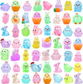 61Pcs Easter Luminous Mini Resin Figurines Miniature Figurines Tiny Small Easter Glow in The Dark Little Bunnies Chicken for Dollhouse Eggs Fillers Landscape Micro Garden Decoration Party Favors