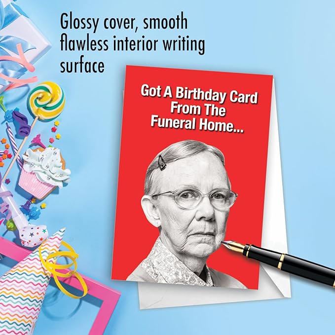 NobleWorks - 1 Hilarious Happy Birthday Card - Funny Retro Spouse Humor, Celebrate Birthdays - Funeral Home C7198BDG