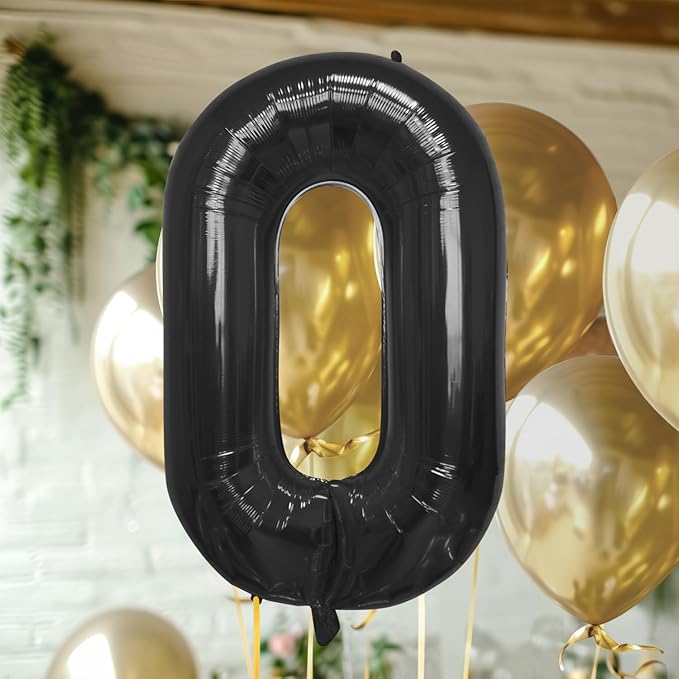 40 Inch Large Black Number Celebration and Decoration Balloon for Birthday Parties, Graduations, Anniversaries, Weddings, Photo Shoots, Special Events - Helium Foil Mylar (Black Number 0)