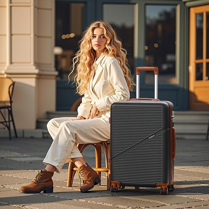 Cosbarn Carry On Luggage Set 22x14x9 Airline Approved, 3 Piece 20 Inch Lightweight ABS Hardside Suitcases with Wheels and TSA Lock, Durable Waterproof Travel Suitcase for Men Women