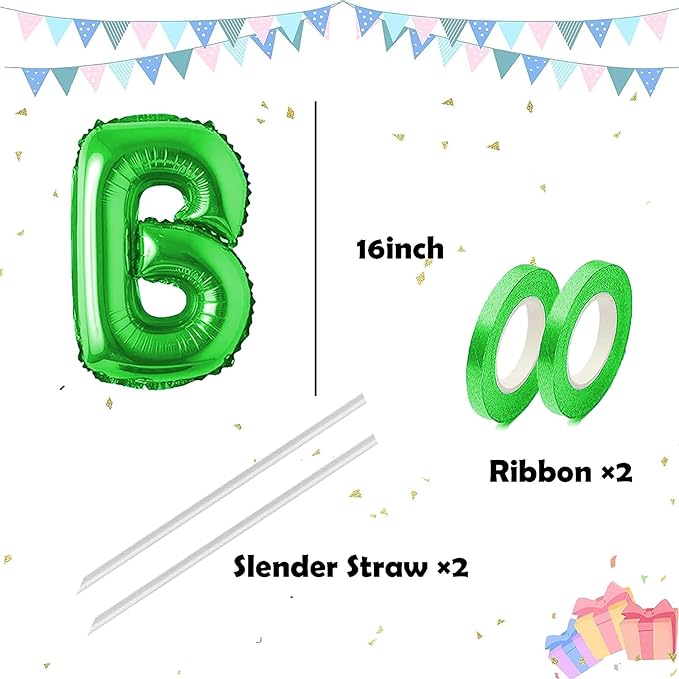 16 Inch Green Letter Balloons Mylar Foil Alphabet Letter A-Z Balloons Set for Wedding Birthday Party Decoration Banner 26pcs (Green)