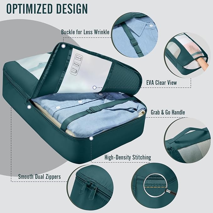 Veken 10 Set Packing Cubes for Travel Essentials, Suitcase Organizer Bags in 4 Sizes, Carry-On Luggage Accessories with Large Laundry Bag & Passport Holder, Must-Have for Airplane, Road Trip & Camping