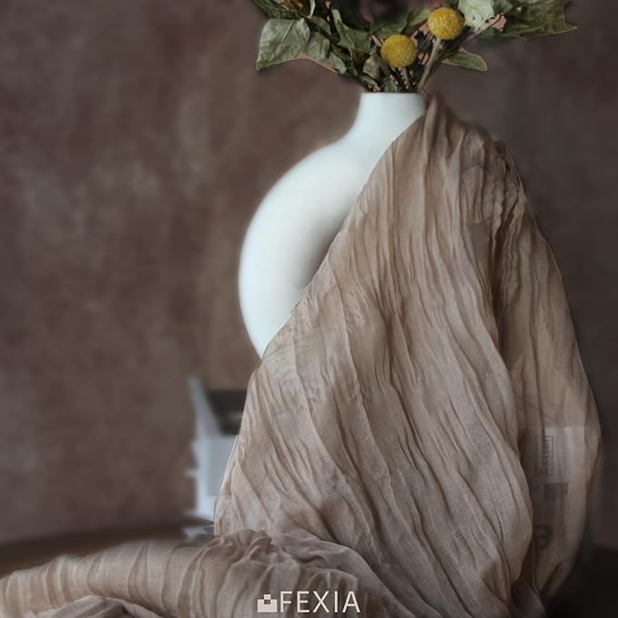 FEXIA 3 Pack Nude Table Runner 35x120 Inches for Baby Shower Decoration Gauze Rustic Table Runner for Wedding Party First Communion Centerpiece Engagement Bridal Shower Boho Decoration