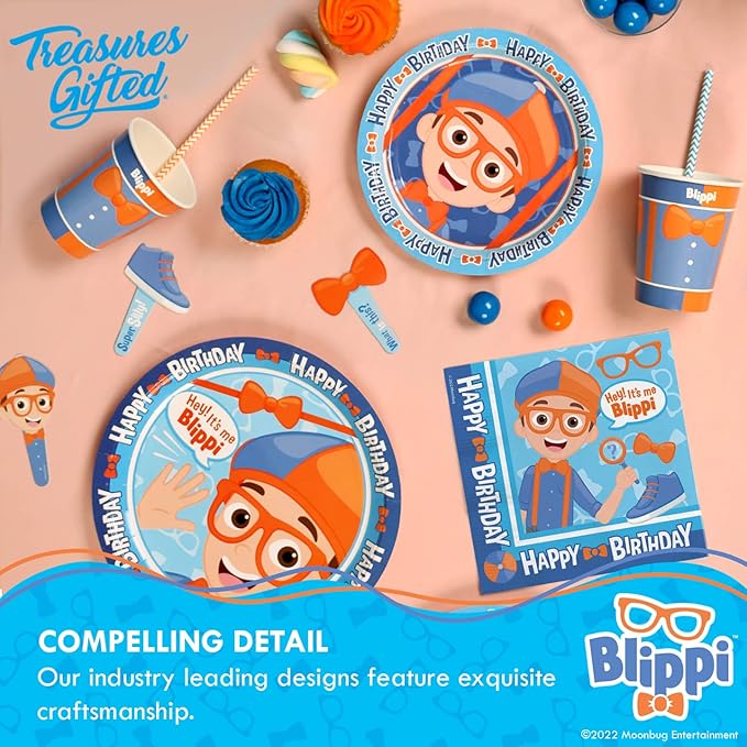 Treasures Gifted Officially Licensed Blippi Birthday Party Supplies - Pack of 2 Large Rectangular Tablecloths 54in x 108in - Party Decorations for Tabletop - Happy Birthday