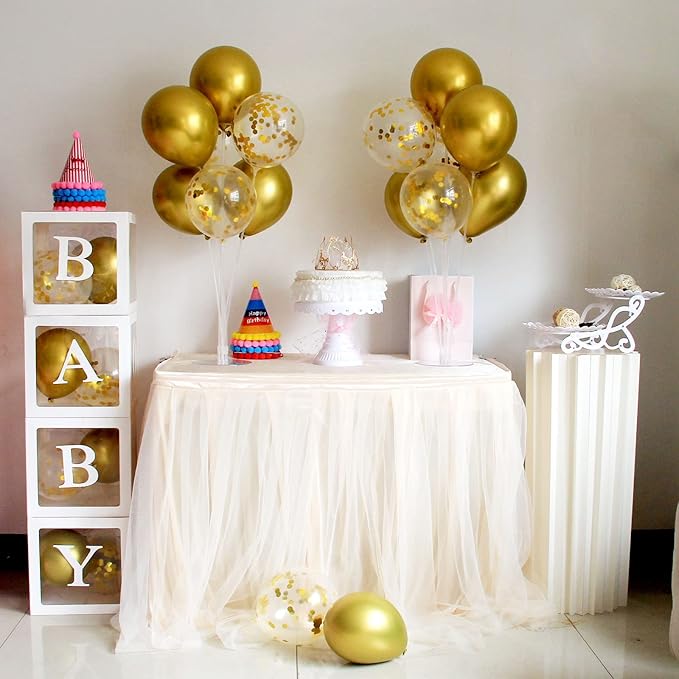 Gold Party Decorations 4Set Balloon Stand Table Centerpieces for Birthday Bridal Shower Wedding Anniversary Engagement Mother's Day Father's Day Graduation Decorations 2026 New Years Eve