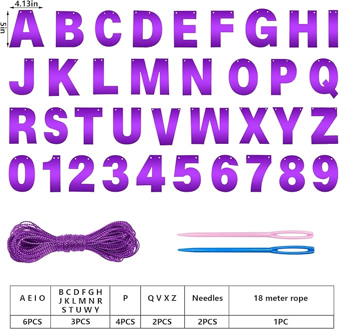 DIY Banner Kit with Letters Bright Purple Customizable Birthday Banners Graduation Banner Custom Party Hanging Banners for Graduation Wedding Party Baby Shower Decoration (Bright Purple)