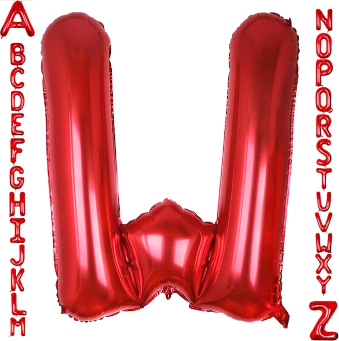 AULE red Letter Balloons W 40Inch Large Giant big Foil Mylar red W Balloon for Birthday Aniversary Party Decorations