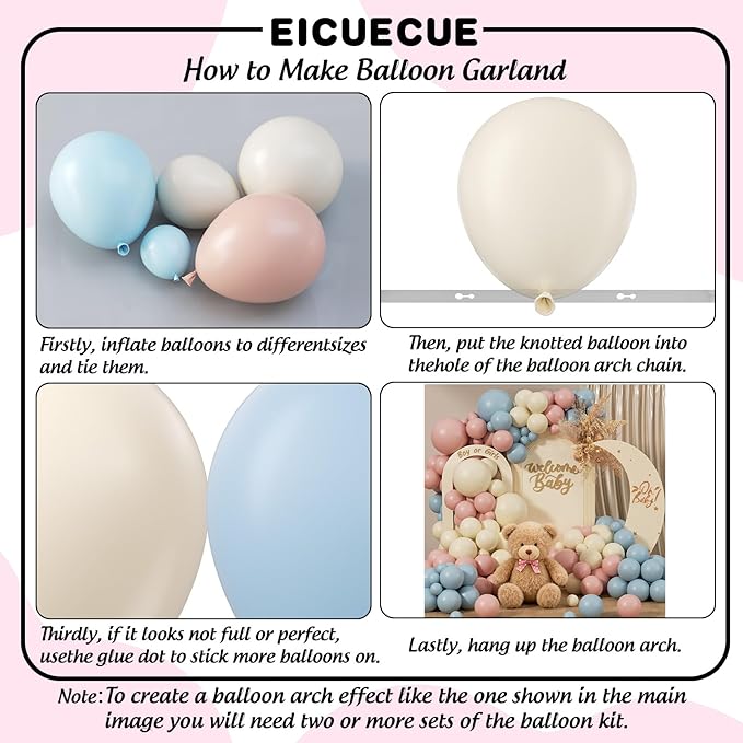 Gender Reveal Balloons Garland Arch Kit 154Pcs - 5 10 12 18 inch Different Size Pink Blue Sand White Balloon for Gender Reveal Boho Bachelorette Birthday Wedding Neutral Theme Decoration