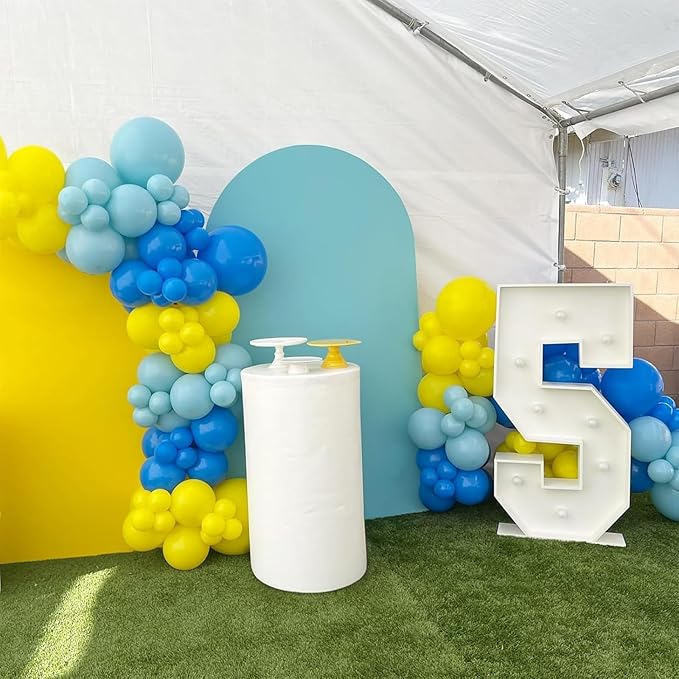 Royal Blue White Yellow Balloon Arch Kit - 105 PCS Balloon Garland Kit with Yellow and Blue Latex Party Balloons for Baby Shower, Anniversary, Birthday, Wedding, Graduation Parties