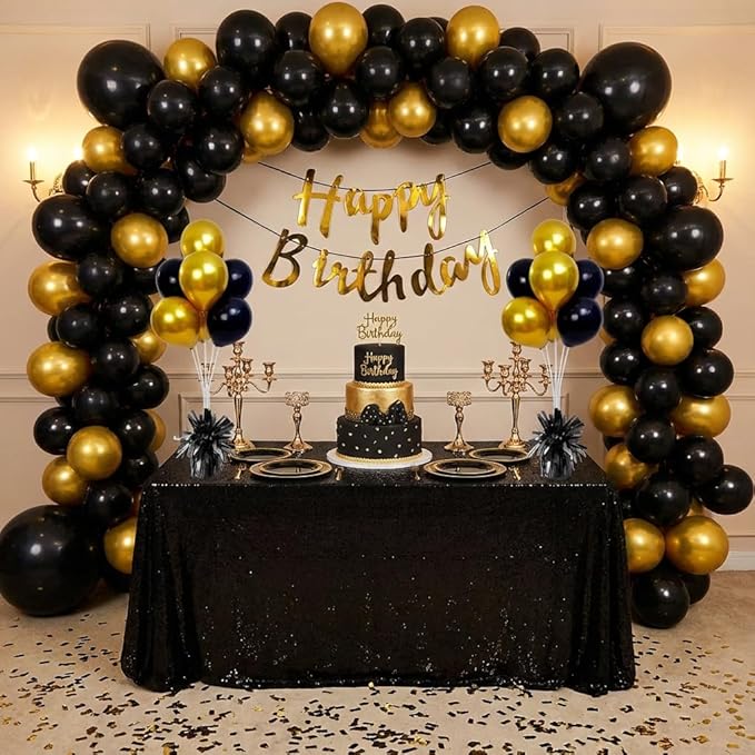 Aluminum Foil Balloon Weights for Parties (12 pcs) - 0.31lb (140g) Each - Premium Balloon Anchors for Birthday, Wedding, Dinner, Indoor & Outdoor Decorations(Black 12pcs)