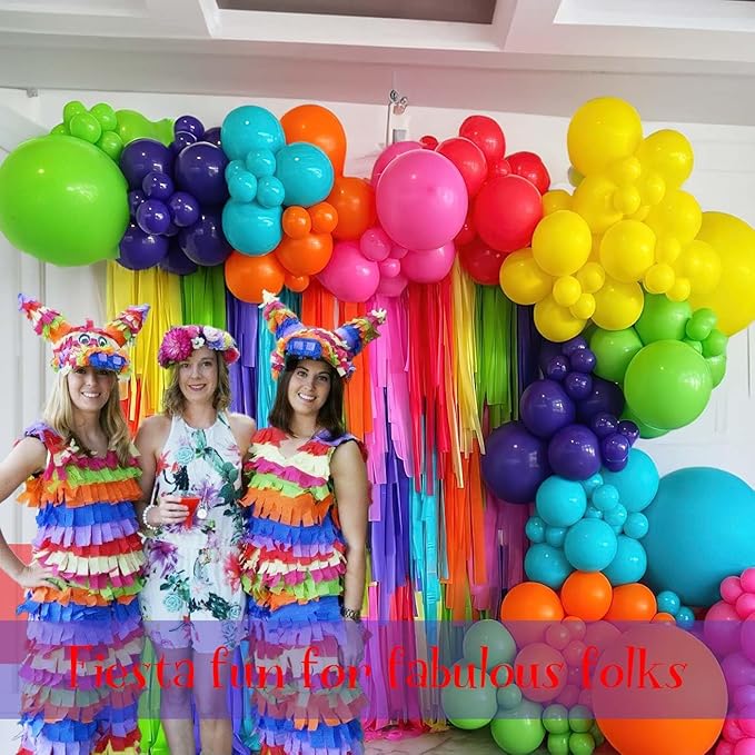 Mexican Festival party Decorations with Colorful Rainbow Balloon Garland Arch for Mexican Cinco de Mayo independence Cielito Lindo theme Holiday Birthday Baby Shower Party Decorations