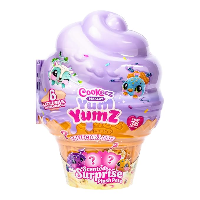 Cookeez Makery Yum Yumz Collector's Case, A Giant Ice Cream Case That Can Store 36 Yum Yumz! Includes 6 Exclusive Plush Plus A Fun Sticker Sheet To Decorate With, Play, Display And Store Away