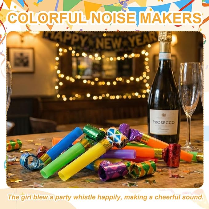 uxcell 20 Pcs Colorful Noise Makers Plastic Party Blowers Party Favors for Birthday Parties Holiday Christmas New Years Gift Favors, Light Pink