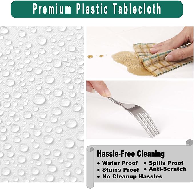 Light Yellow Plastic Tablecloths 2 Pack Disposable Table Covers 54 x 108 Inch Bridal Shower Party Tablecovers PEVA Table Cloths for BBQ Picnic Birthday Wedding Parties and 8 ft Rectangle Table Use