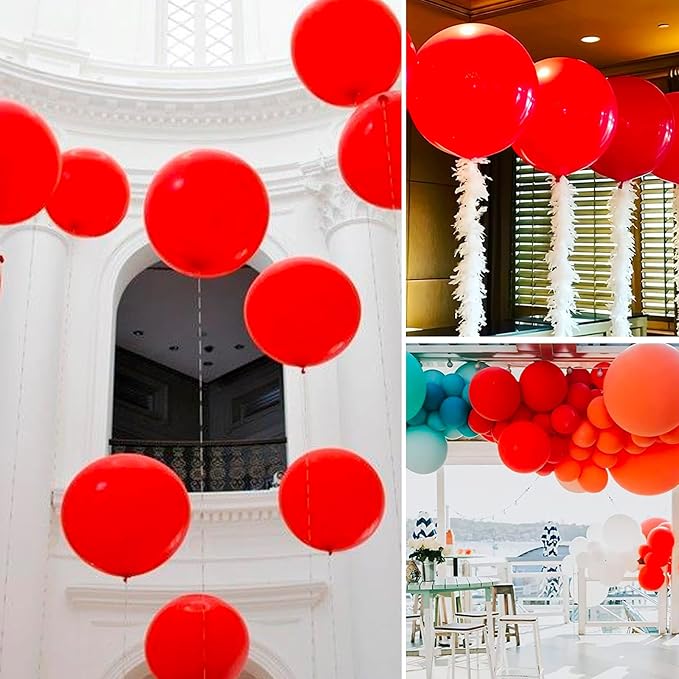 PartyWoo Red Balloons 4pcs 36 Inch Red Helium Balloons for Birthday Graduation Bachelorette Citizenship Firefighter Strawberry Anniversary Cherry Casino Movie Theme Party Decorations Red-Y57