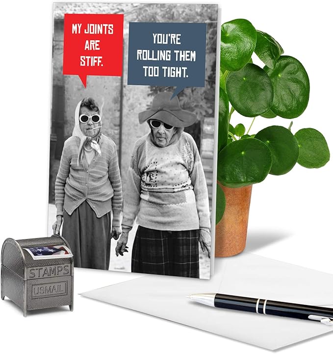 NobleWorks - Hilarious Birthday Greeting Card for Women, Her, with 5 x 7 Inch Envelope (1 Card) Bday Stiff Joints C5680BDG