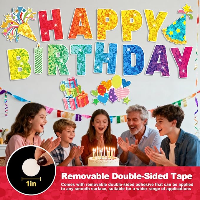 Happy Birthday Yard Sign Outdoor Decorations - 19 PCS Set with 16" Letters, 30" Large Cake Sign on H-Shaped Metal Stand, 32.8 Ft LED Lights & Stakes for Lawn Garden Happy Birthday Yard Sign With Stakes