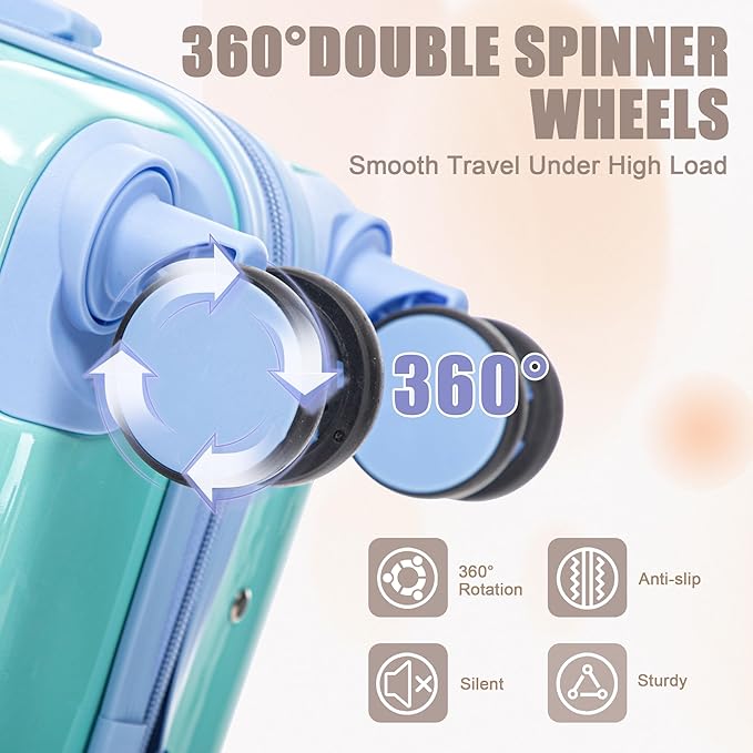 Hardside Luggage, Durable ABS Suitcase with Spinner Wheels Rainbow