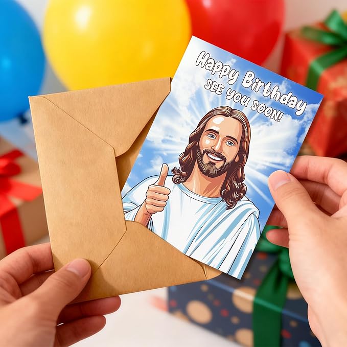 Funny Birthday Card for Men Women - Hilarious "See You Soon" Dark Humor Joke, Heavy Duty 400GSM Cardstock - Rude Gag Gift for Best Friend, Husband, Dad, Coworker - 5x7 Blank Inside Note Card with Kraft Envelope