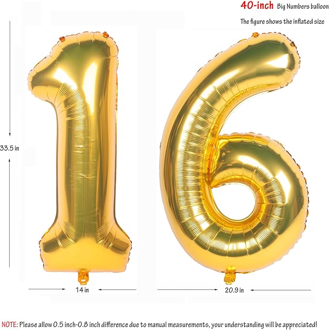 40 Inch gold Number Balloons Helium Foil Mylar Balloon Birthday Party banquet Decoration 16