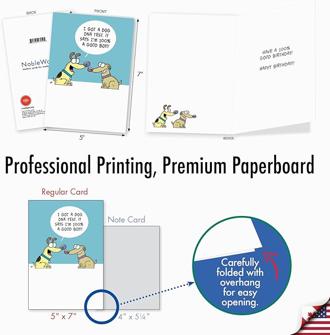 NobleWorks - Funny Birthday Greeting Card with 5 x 7 Inch Envelope (1 Card) Animal Lovers Puppy Bday Dog DNA Test C7909BDG