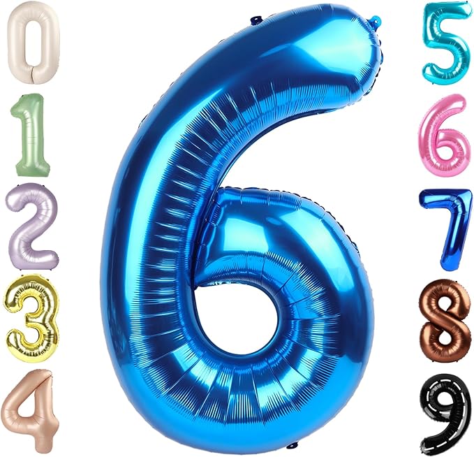 Number 6 Balloon 40 Inch, 6th Birthday Balloon for Boy Girl, Dark Blue 16 60 61 65 Numbers Balloons Birthday Party Wedding Events Decorations