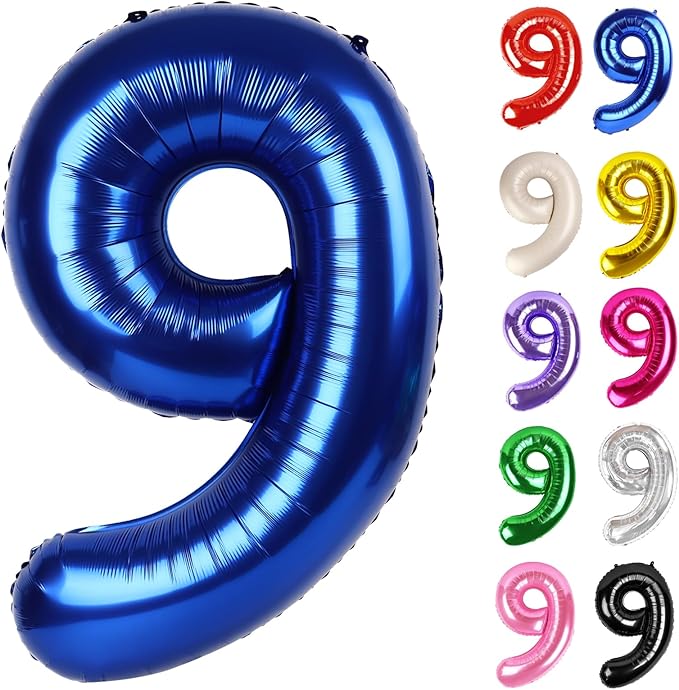 Night Blue Number 9 Balloon 40 Inch, 9 Balloon Number, 9th Birthday Decorations, Night Blue Party Supplies for Boys Girls