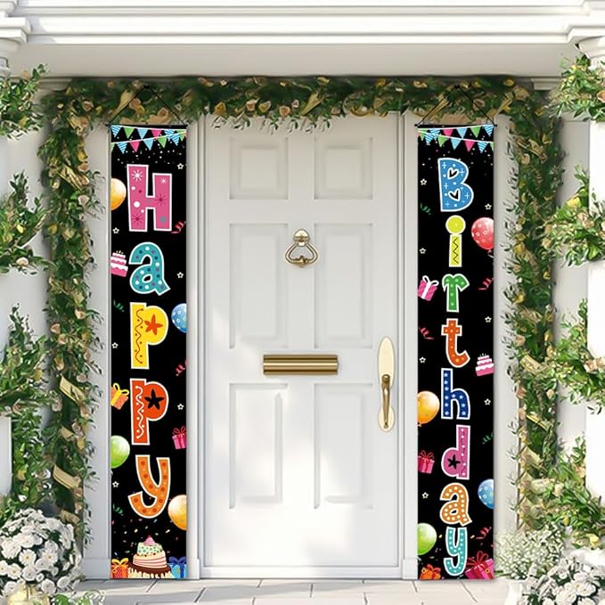 Birthday Decorations Banner, Happy Birthday Door Sign for Men Women Boys Girls Ideal Birthday Decorations Party Supplies Outdoor Indoor 72 x 12 Inch