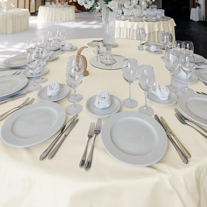 Fitable 6 Pack Ivory Round Table Clothes - 70 Inches in Diameter - Stain Resistant and Washable Tablecloths, Polyester Fabric Table Covers for Wedding, Party, Banquet, Gathering