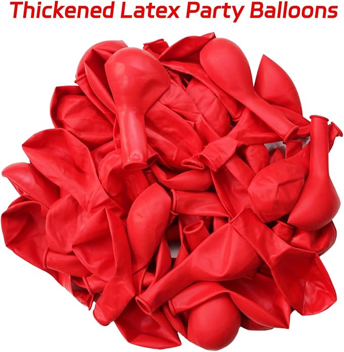 ASIYUHY Red Balloons 12 Inch 100 Pack Thicken Latex Red Balloon with 2 Rolls of Ribbon Round Helium Balloons for Christmas Valentine Birthday Wedding Baby Shower Party Decorations