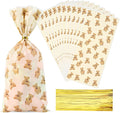 Docvania Bear Cellophane Treat Bags Plastic Gift Bag 100 pcs 5 X 11 Bear Cookie Bags with Ties Goodie Candy Bag Suitable for Mother's Day, Valentine's Day, and Holiday Parties