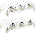 Gatherfun 2026 Graduation Decorations : 2-Pack Congrats Grad Disposable Tablecovers - Class of 2026 White Themed Table Cloths, for Graduation Party Supplies & Graduation Backdrop, 54" X 108"