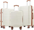 YOETEY Luggage Sets 3 Piece, Expandable Hardshell Suitcase with TSA Lock & Silent Spinner Wheels, Lightweight Hardside Travel Suitcase Set for International Trips (20/24/28 in, White)