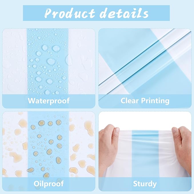 Kesfey 6 Packs Light Blue and White Vertical Striped Table Cloth 54 x 108 Inches Bluey Stripe Table Cover Disposable Plastic Beach Tablecloths Waterproof Rectangle Picnic Tablecover for Birthday Party