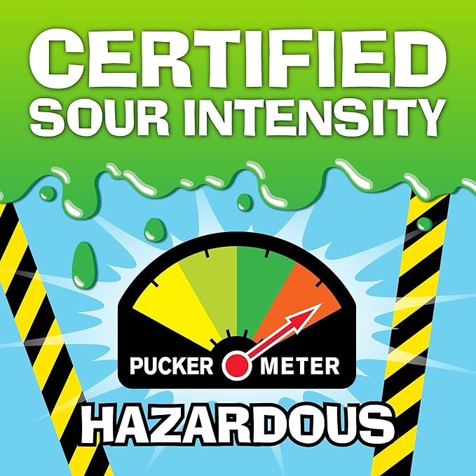 TOXIC WASTE - Nuclear Fusion Hazardously Sour Candy - Raspberry-Lemon, Pineapple-Passionfruit, Grape-Strawberry, Banana-Blueberry, & Orange-Apple Flavors - 2 oz. Peg Bags - 12 Pack