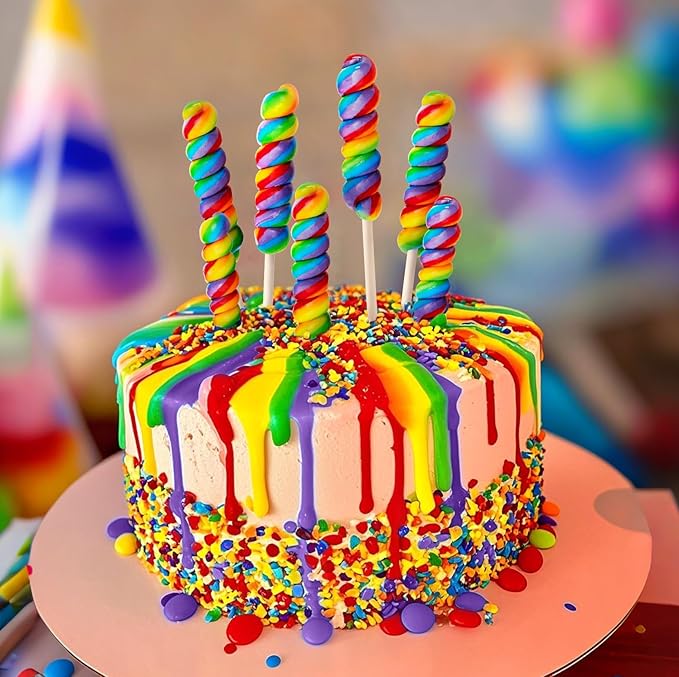 Twisty Lollipop, Rainbow Twist Lollipops Individually Wrapped Bulk, Kid's Lollipops Candy for Birthday, 12g Mixed Fruit Flavor 30 Pack