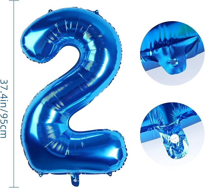 Number Balloons 40 Inch Blue Number 2 Balloon Large Helium Foil Mylar Balloons For Birthdays Party Decorations/Wedding/Anniversary/Graduations/Baby Shower
