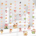 8 Pcs Fairy Party Decorations Fairy First Birthday Hanging Garlands Banner Butterfly Mushroom Flower Paper Cutouts Streamer for Wall Ceiling Decor Wonderland Garden Tale Floral Party Supplies