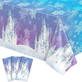 3 Pack Frozen Tablecloth, 54 x 108 Inch Snowflake Plastic Tablecloths Blue and Purple Snowflakes Table Cover, Winter Wonderland Table Cloth for Holiday Frozen Birthday Party Supplies