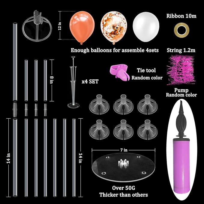 Rose Gold Balloon Stand Centerpiece Table Decorations for Birthday Anniversary Engagement Wedding Bridal Shower Graduation Mother's Day Party Decorations New Years Eve 2026(Rose gold set4)