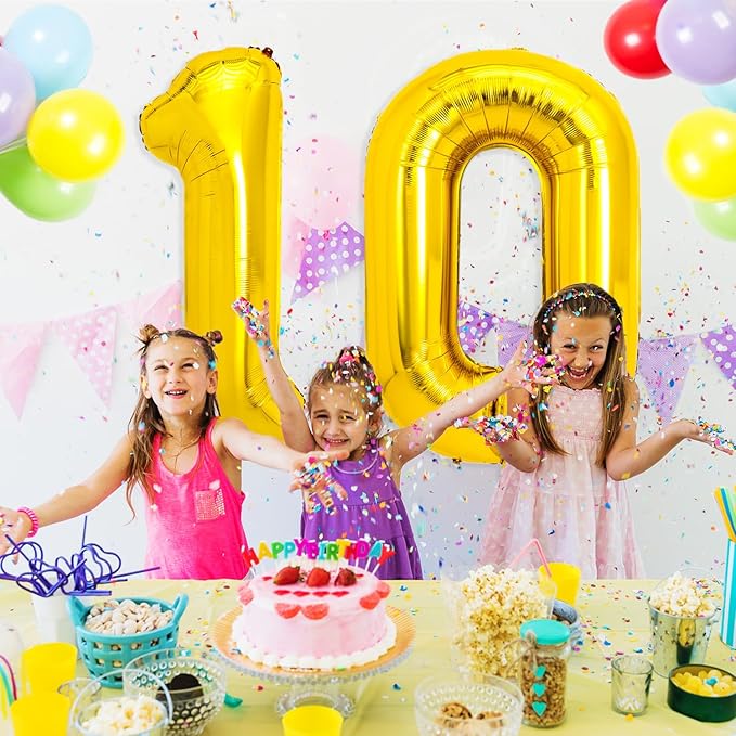 40 Inch Gold Large Number 1 Balloon for 1st Birthday Decoration, Giant Jumbo Self Inflating Foil Number Balloons 0-9 for Boys Girls 1 Helium Balloons for Women Men Party Anniversary Supplies