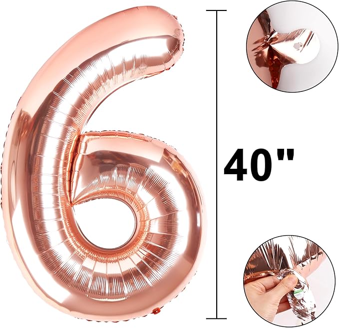 40 Inch Rose Gold Balloon Number 26 Balloon,Jumbo Mylar Foil Helium Balloon for 26 Digital Balloons for Birthday Party,Wedding Anniversary Party Decorations